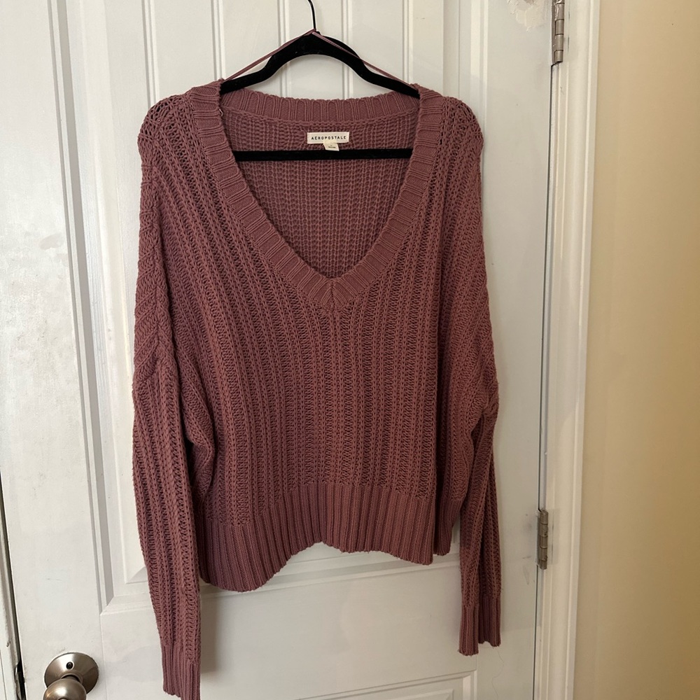 Aeropostale Women's Dusty Rose V-Neck Sweater